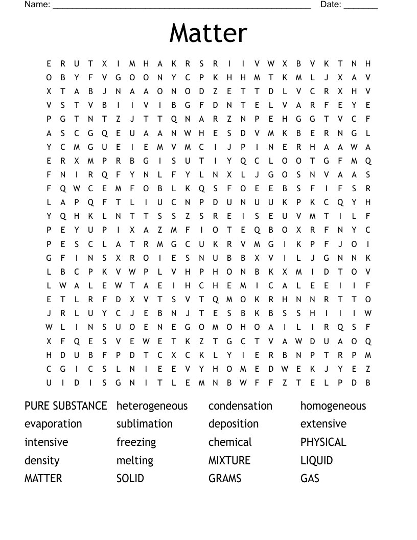 Matter Word Search