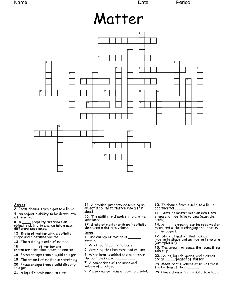 Matter Crossword