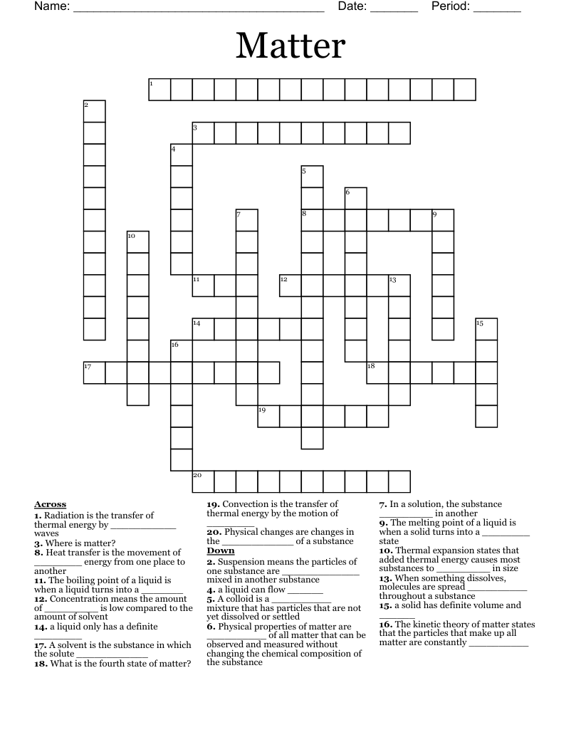 Matter Crossword