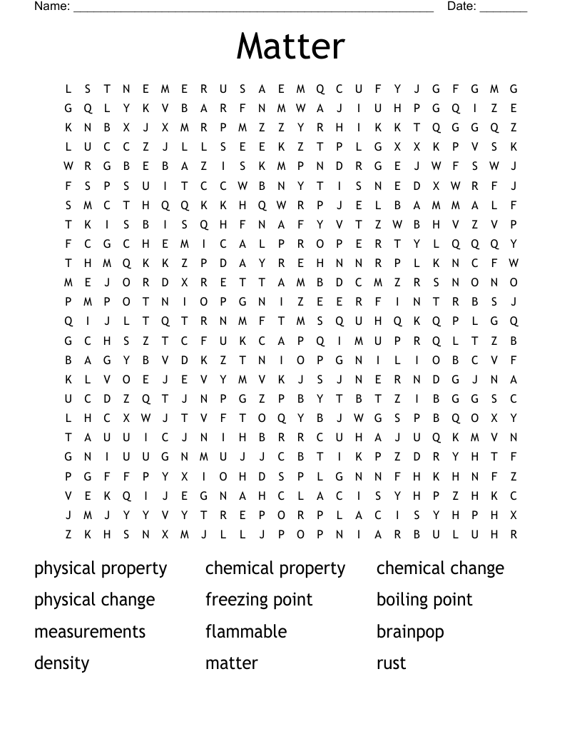 Matter Word Search