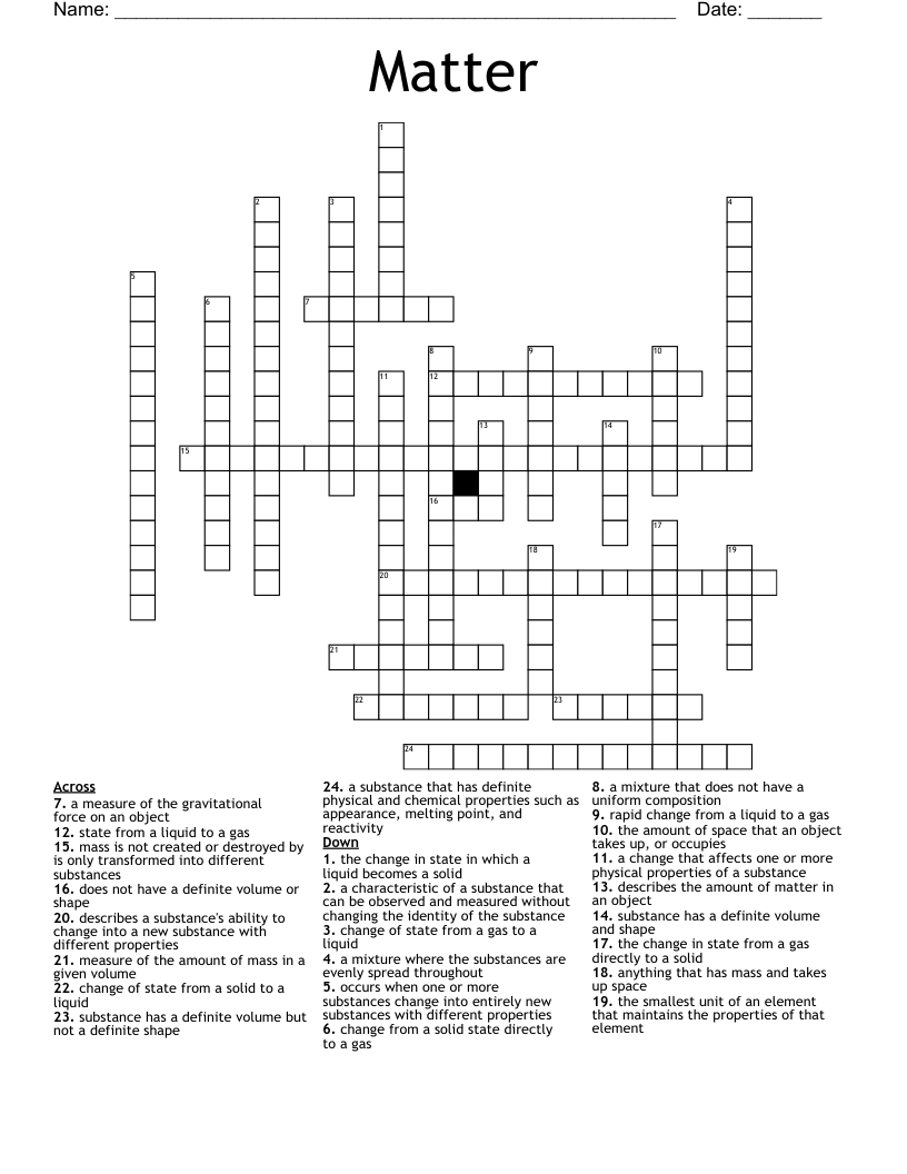 Matter Crossword