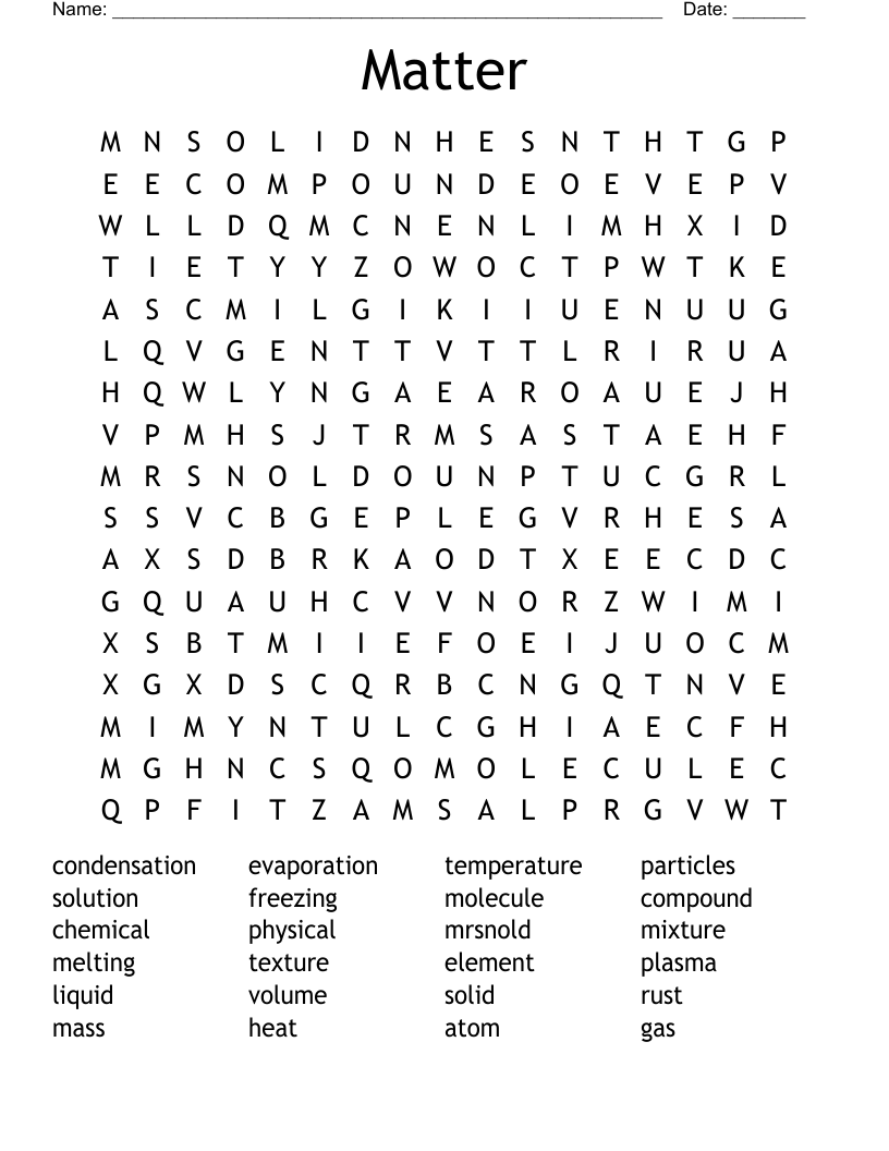 Matter Word Search