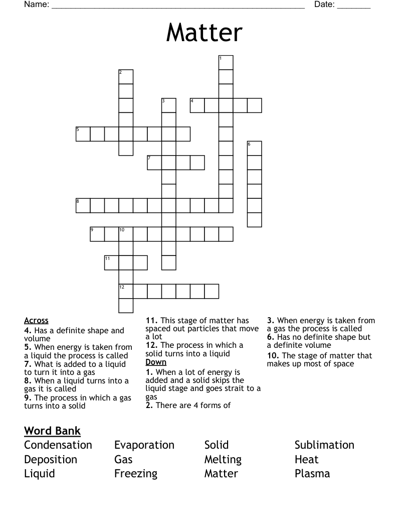 Matter Crossword