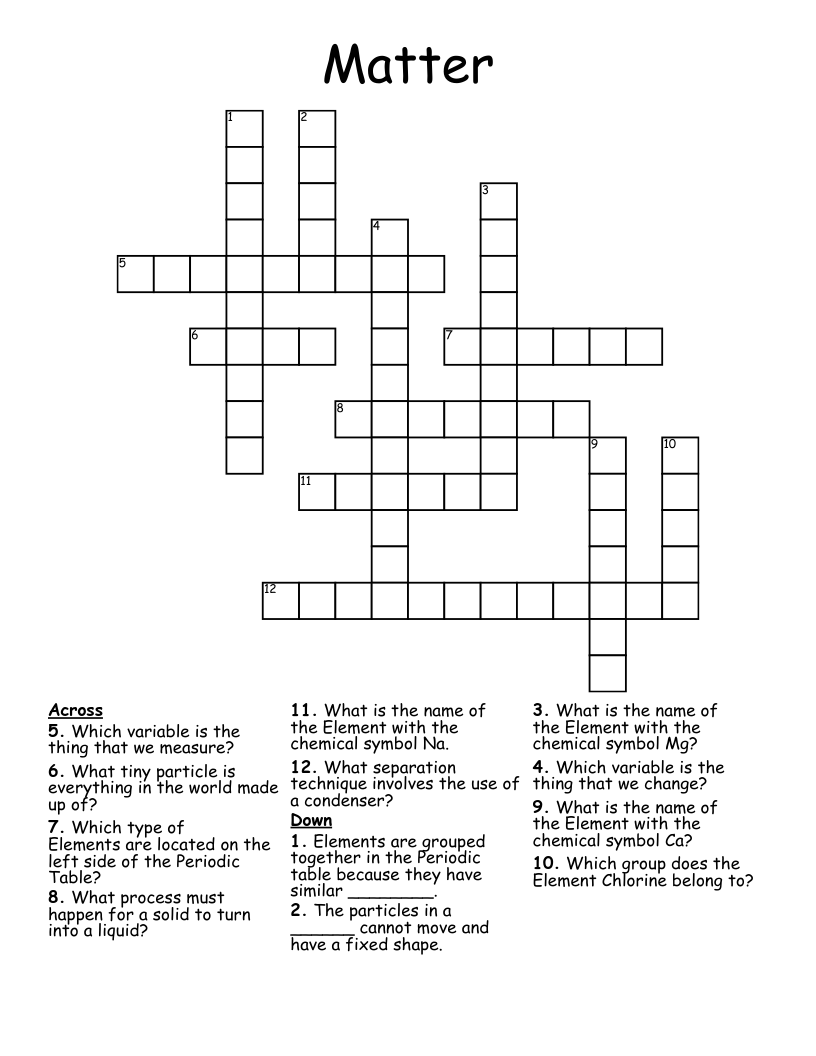 Matter Crossword