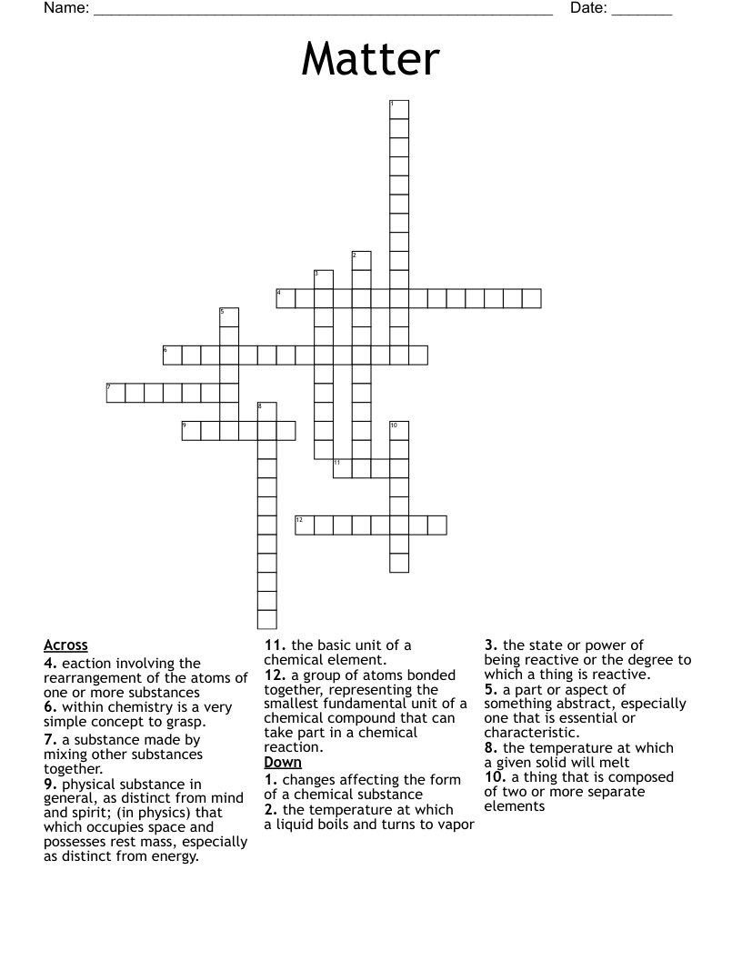 Matter Crossword