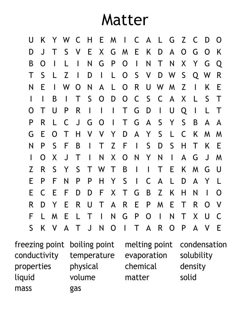 Matter Word Search