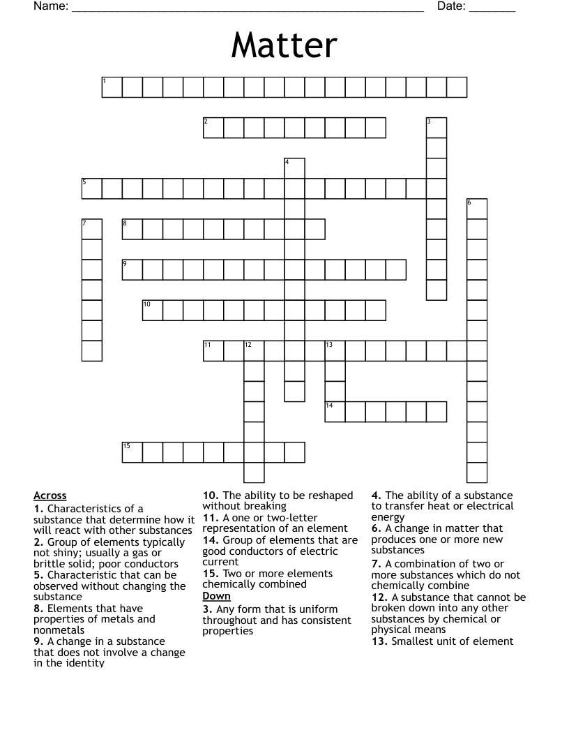 Matter Crossword