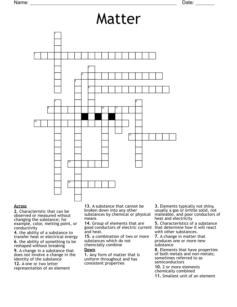 Matter Crossword