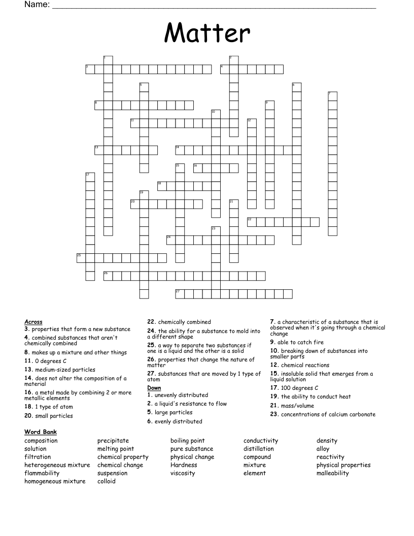 Matter Crossword