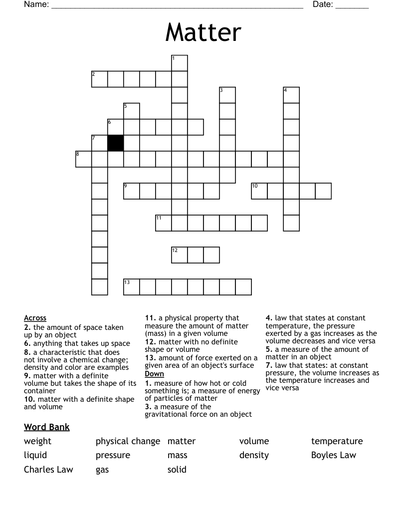 Matter Crossword