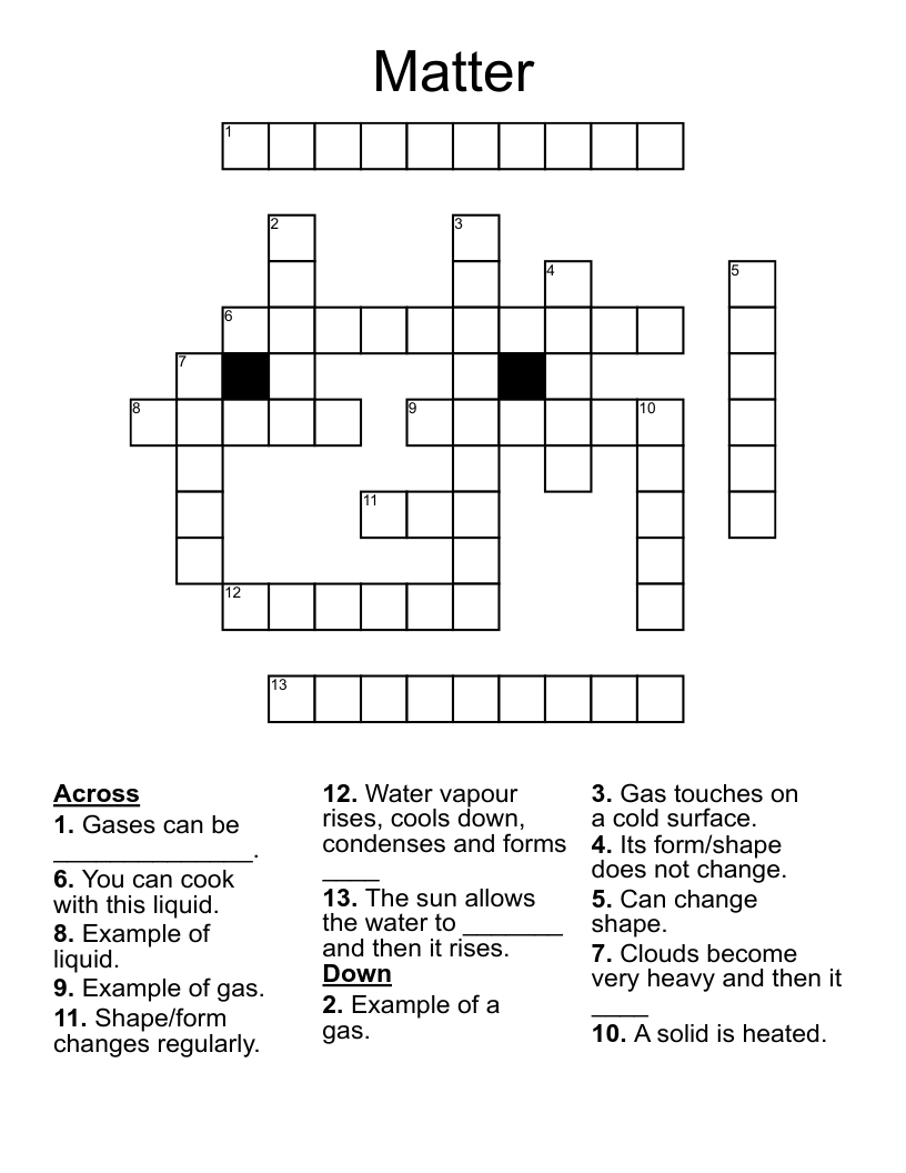 Matter Crossword