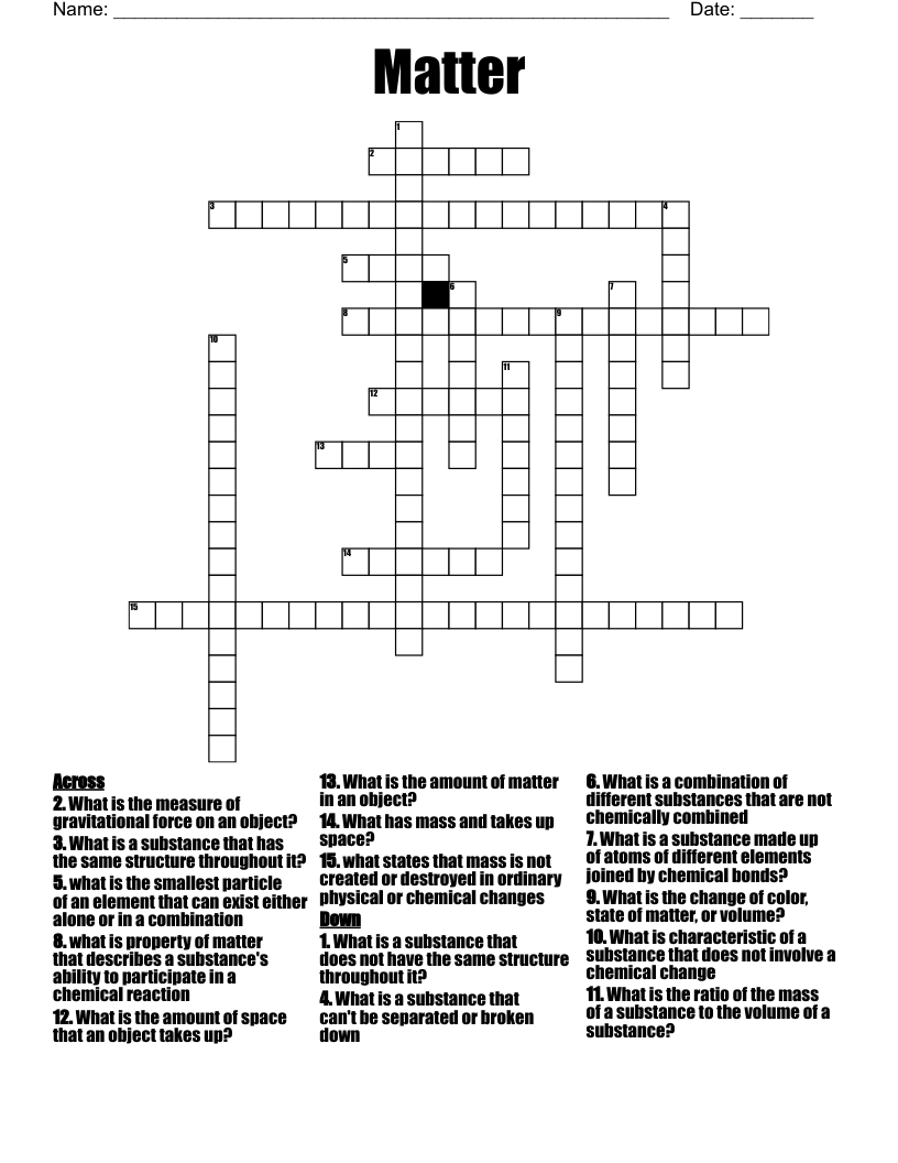 Matter Crossword