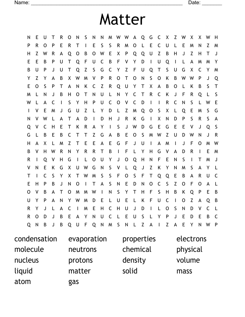 Matter Word Search