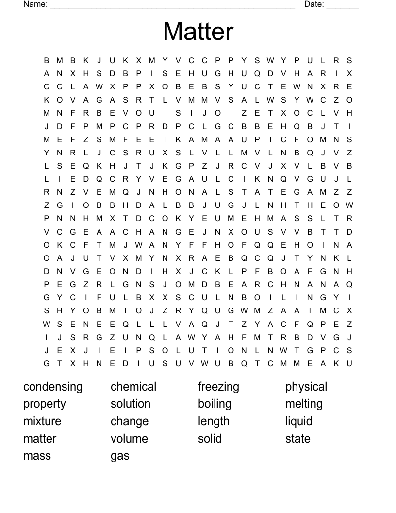 Matter Word Search