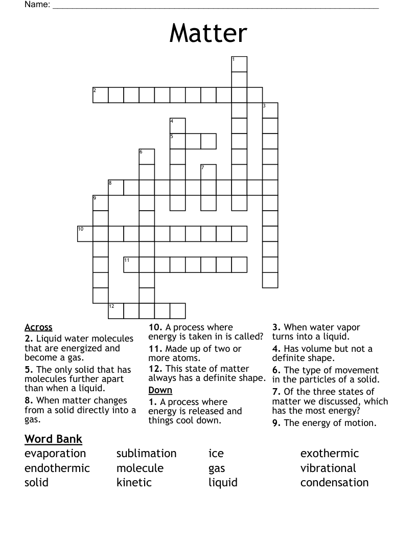 Matter Crossword