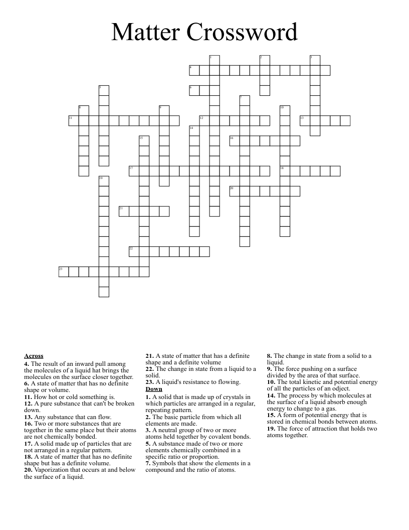 Matter Crossword
