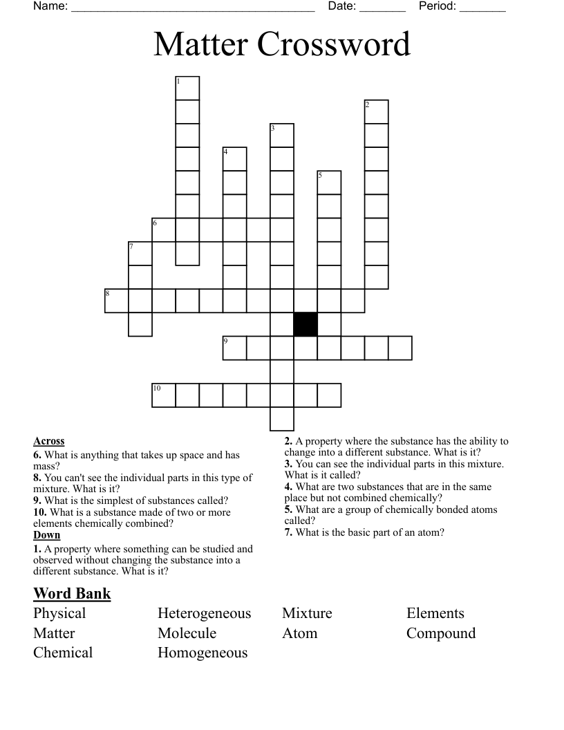 Matter Crossword