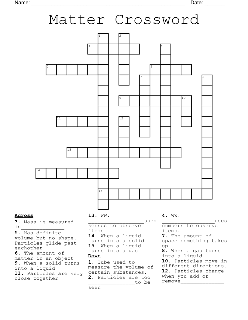 Matter Crossword