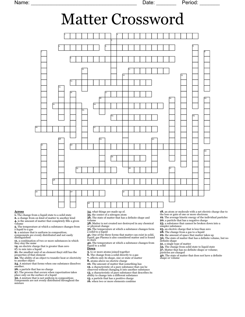 Matter Crossword 