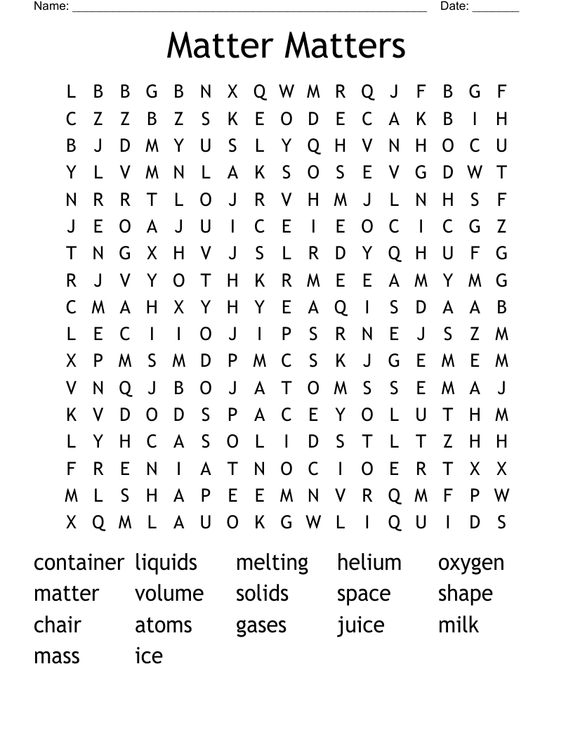 Matter Matters Word Search