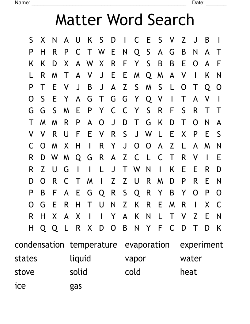 Matter Word Search
