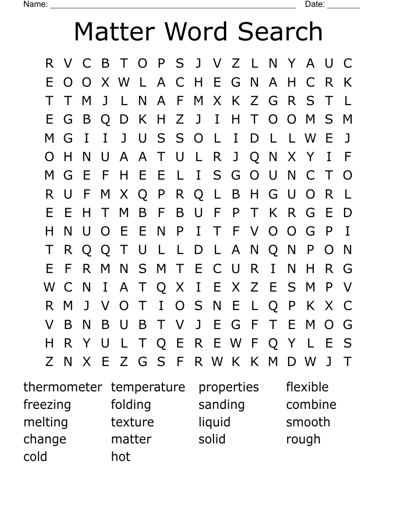 Matter Word Search