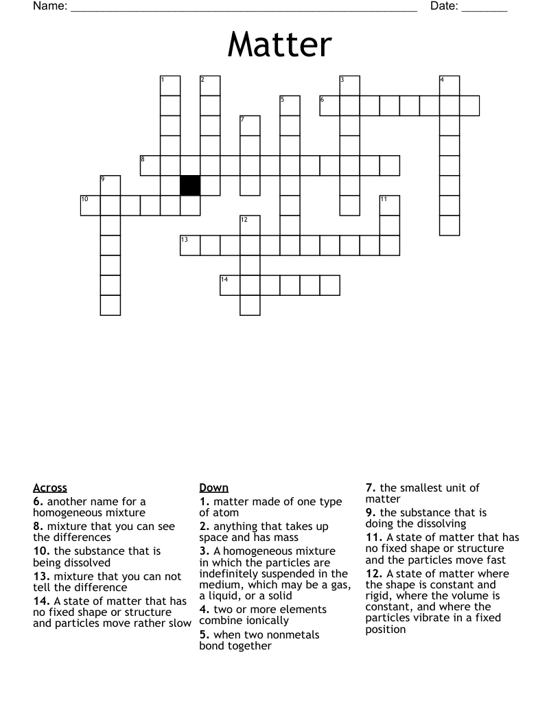 Matter  Crossword