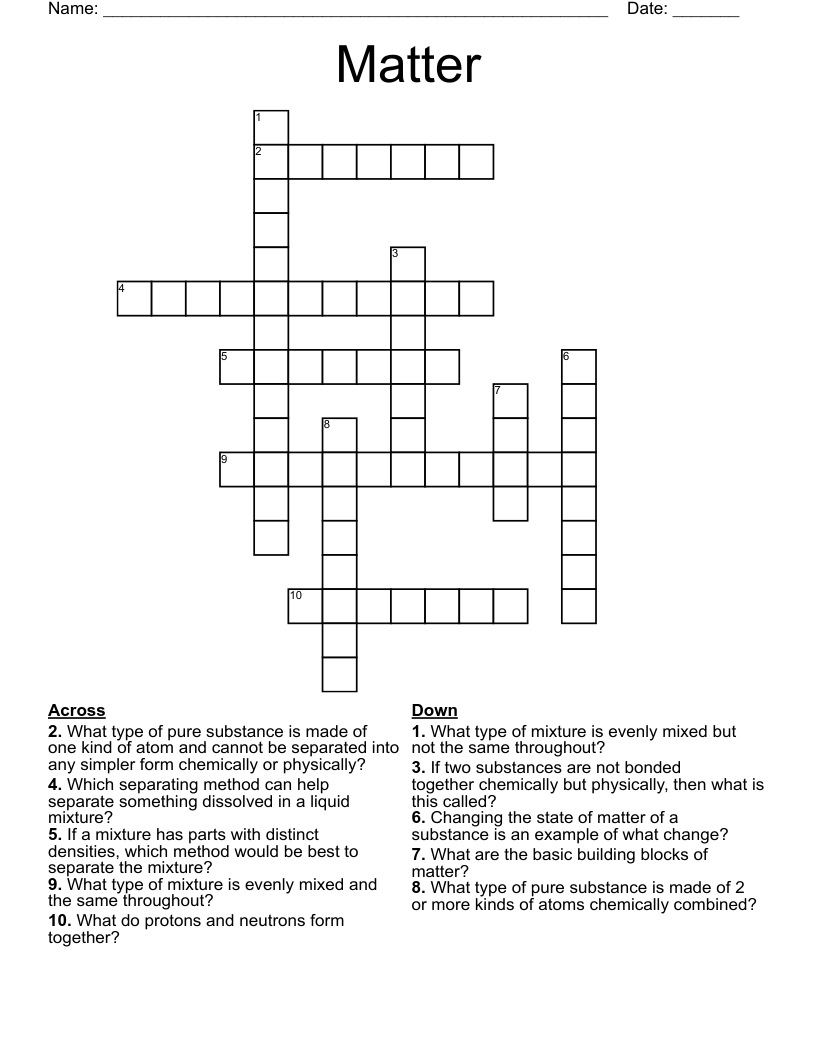 Matter  Crossword
