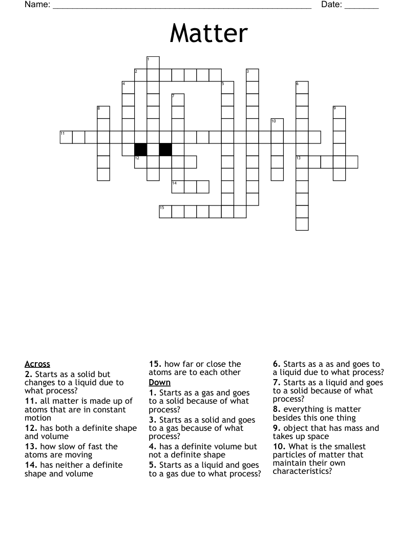 Matter  Crossword