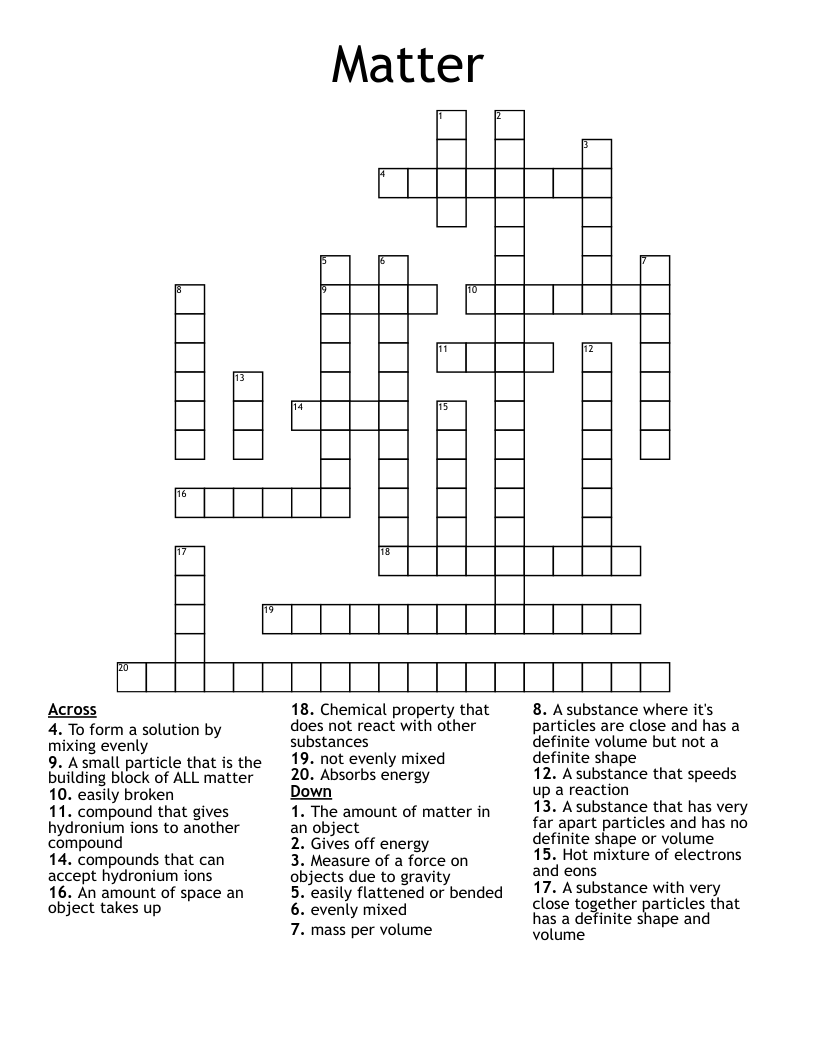 Matter  Crossword