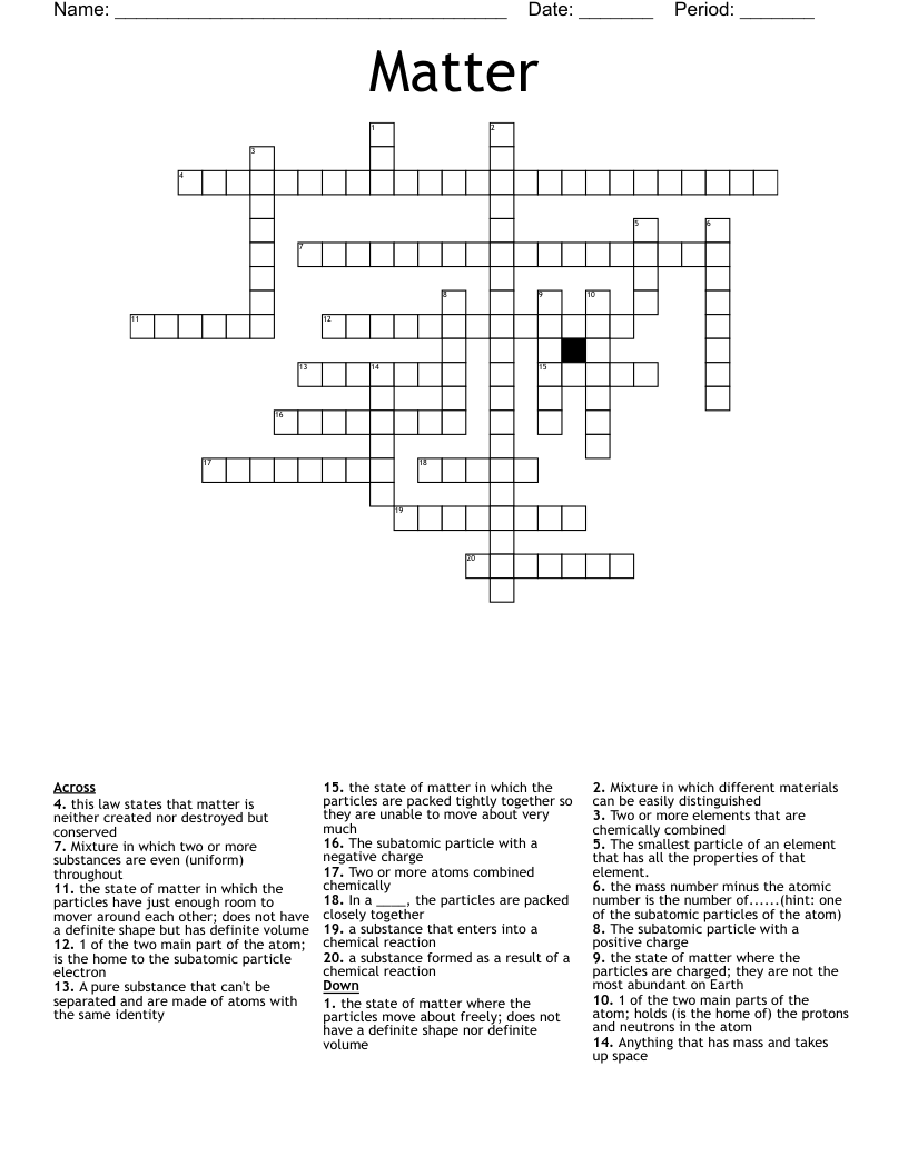 Matter  Crossword