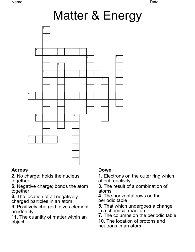 Matter & Energy Crossword
