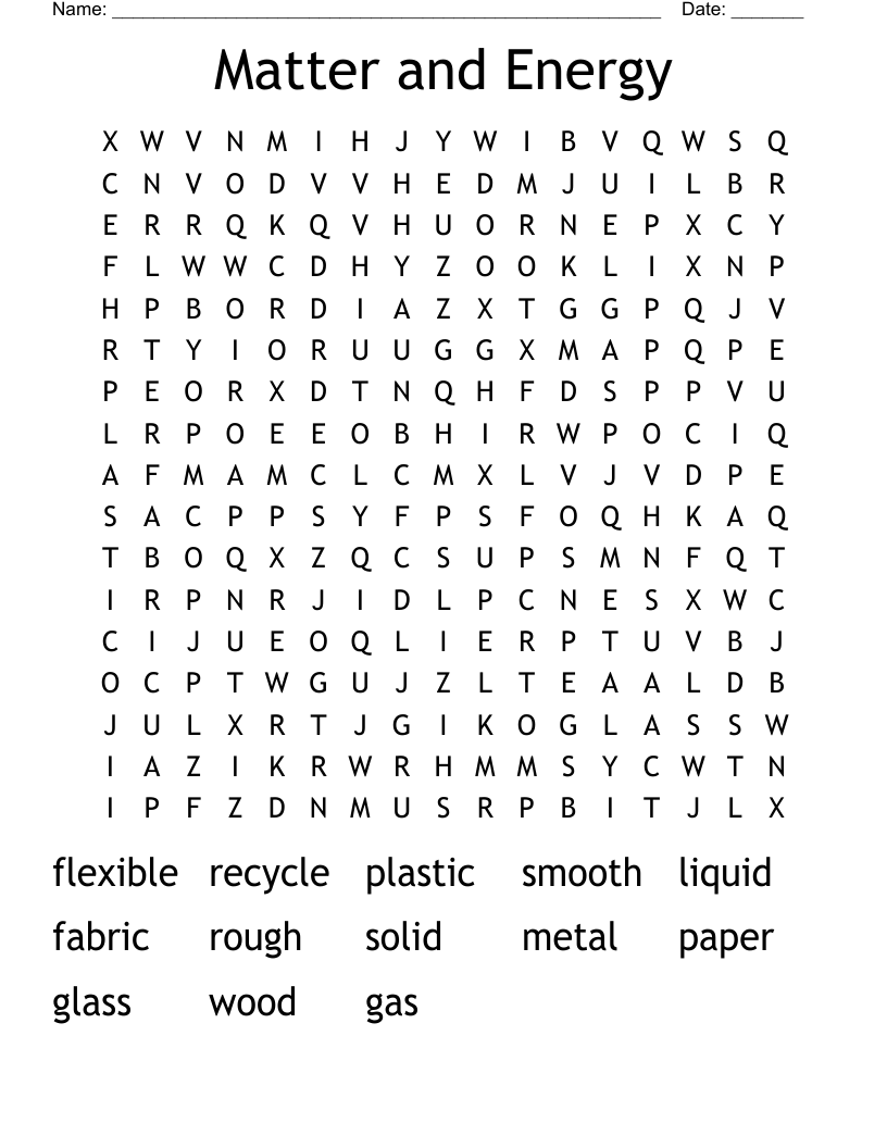 Matter and Energy Word Search