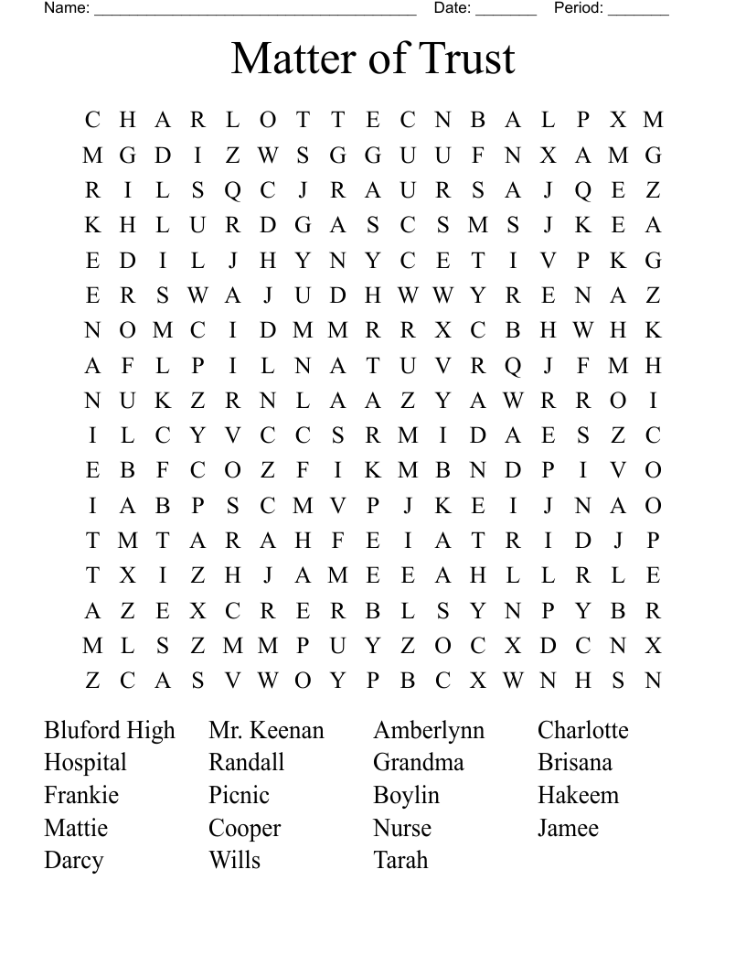 Matter of Trust Word Search