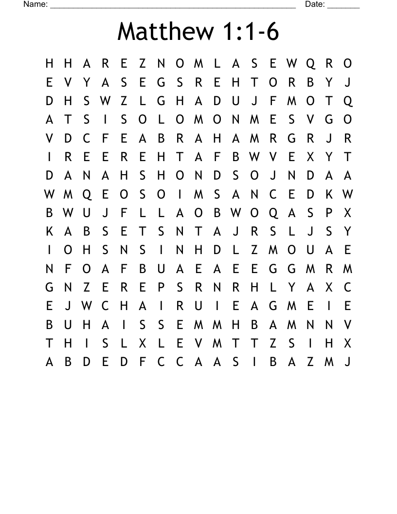 Matthew 1:1-6 Word Search
