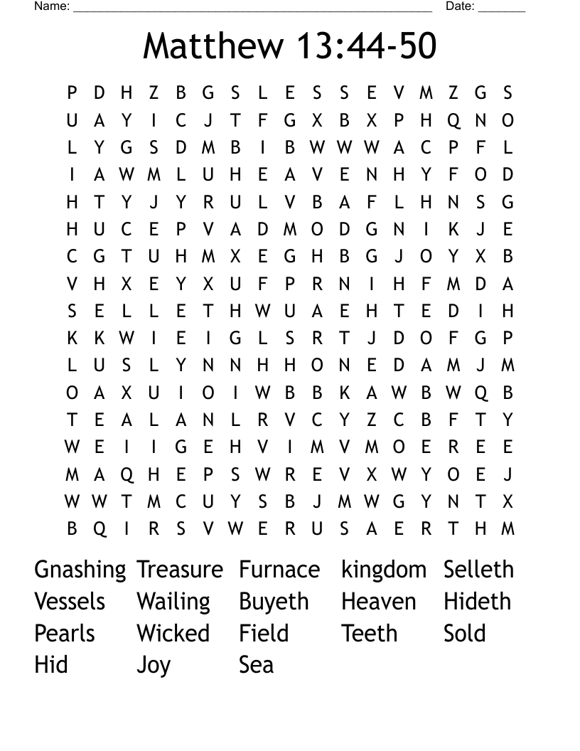 Matthew 13:44-50 Word Search