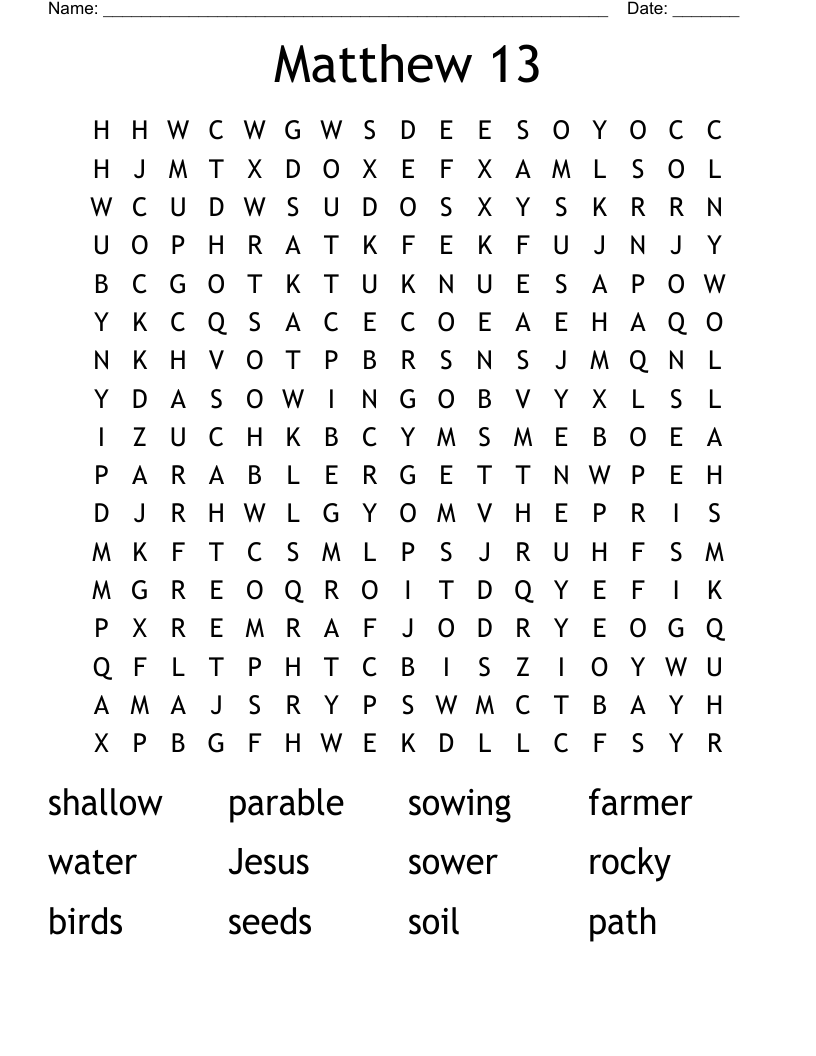 Matthew 13 Word Search