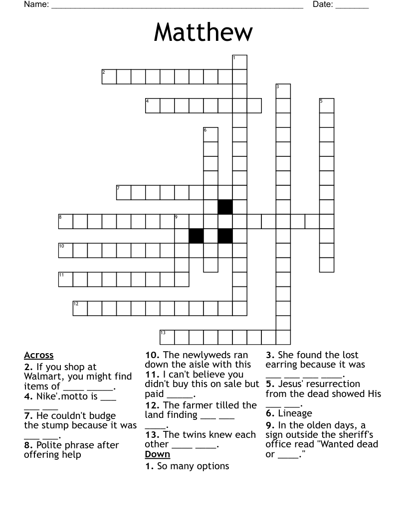 Matthew Crossword