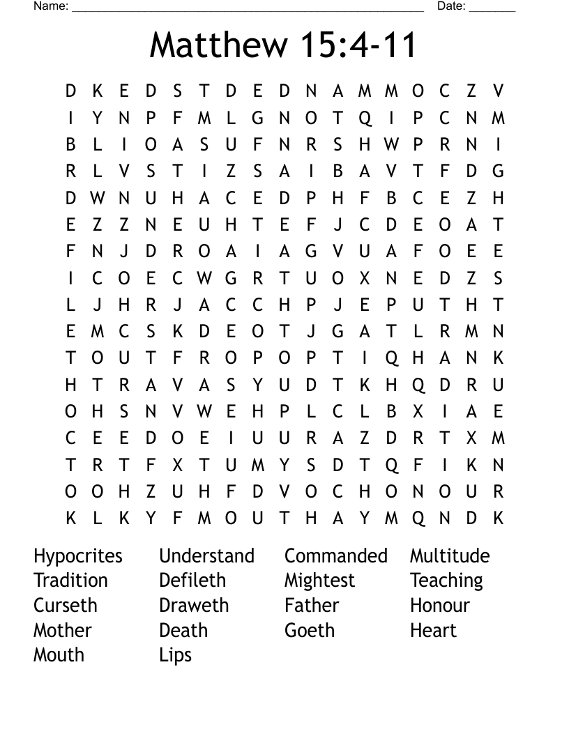 Matthew 15:4-11 Word Search