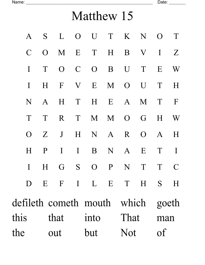 Matthew 15 Word Search