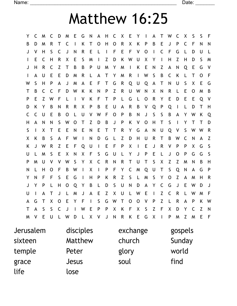 Matthew 16:25 Word Search