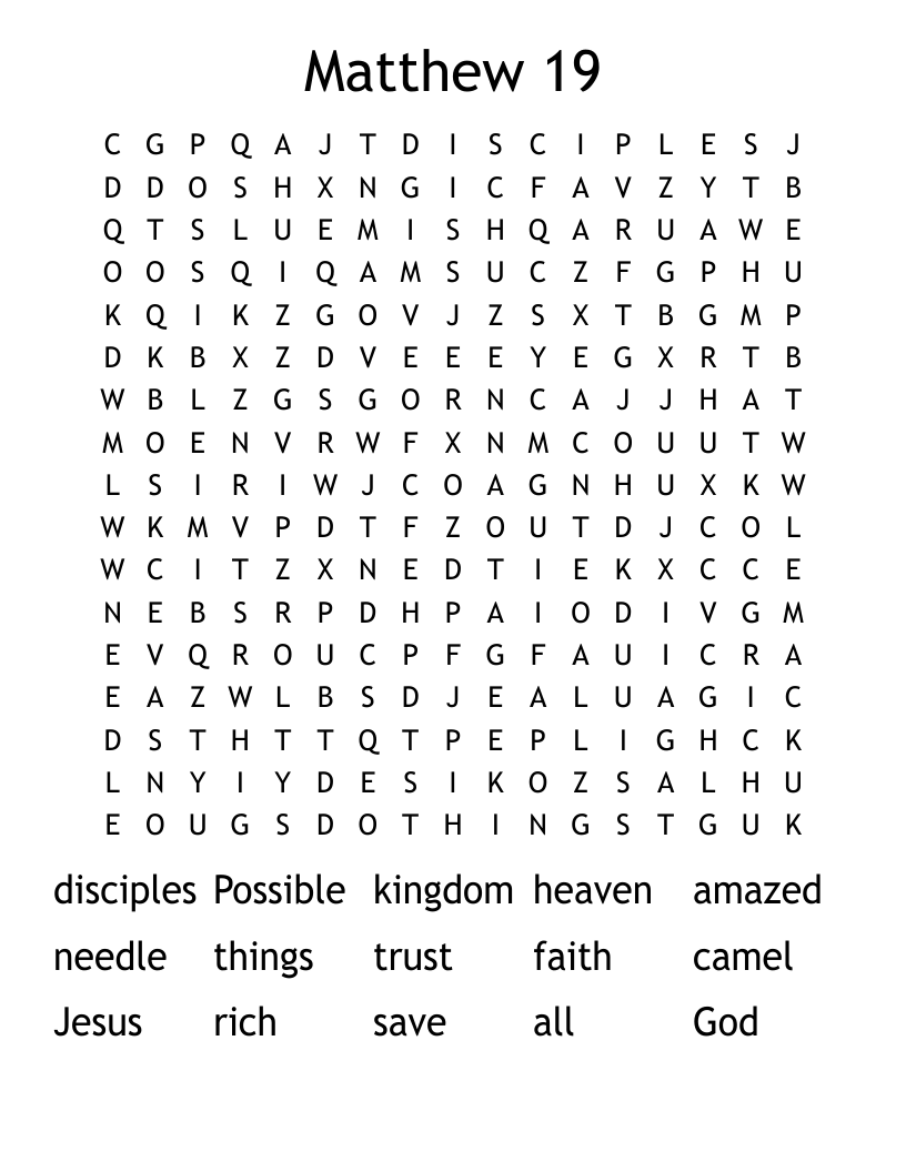 Matthew 19 Word Search
