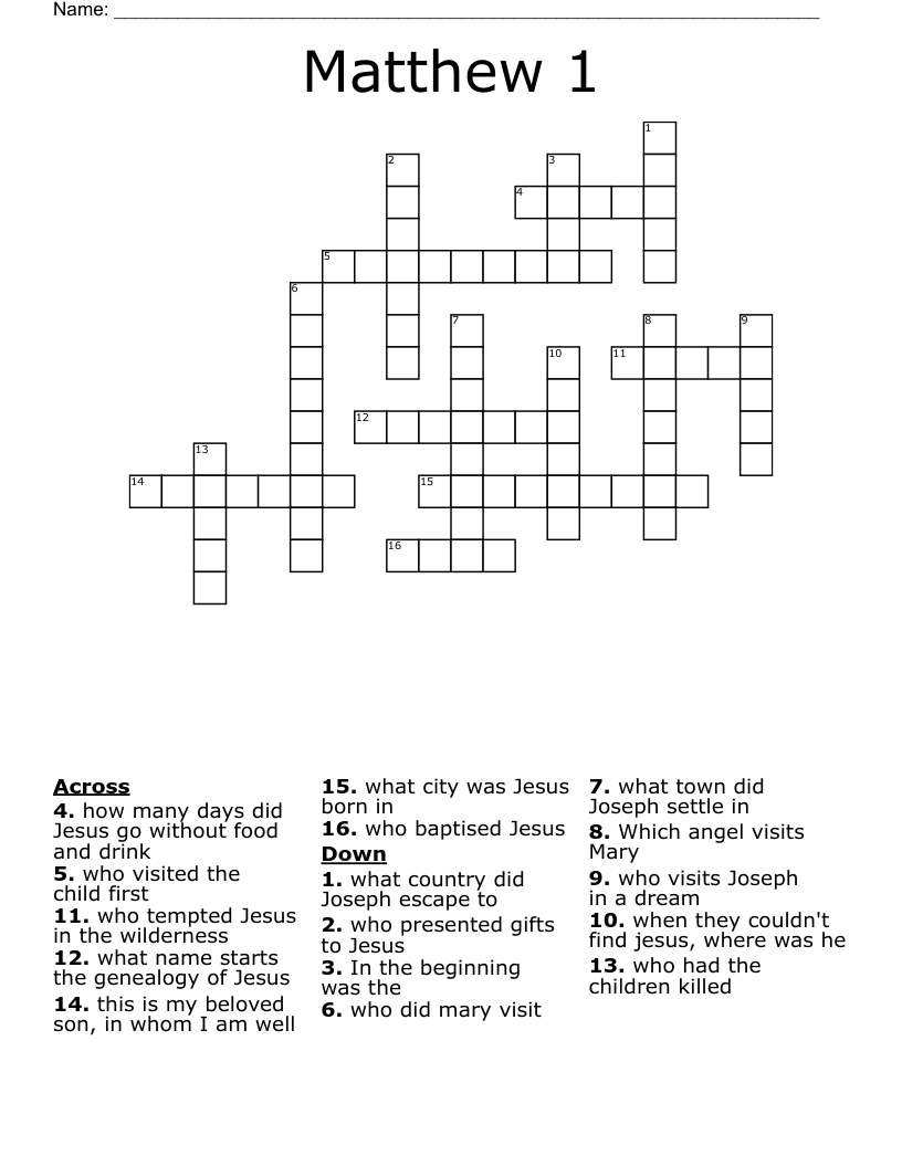 Matthew 1 Crossword