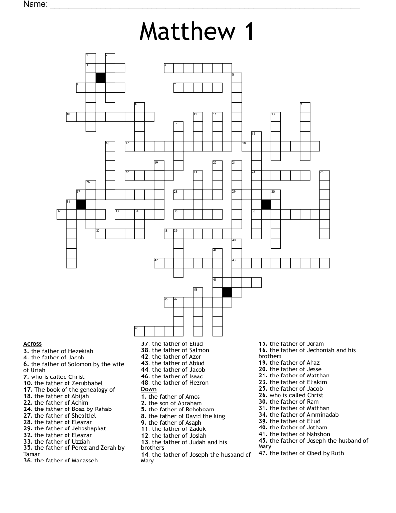 Matthew 1 Crossword
