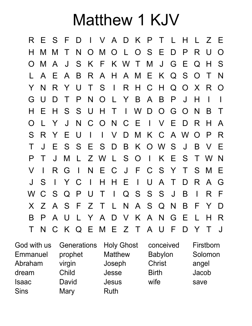 Matthew 1 KJV Word Search