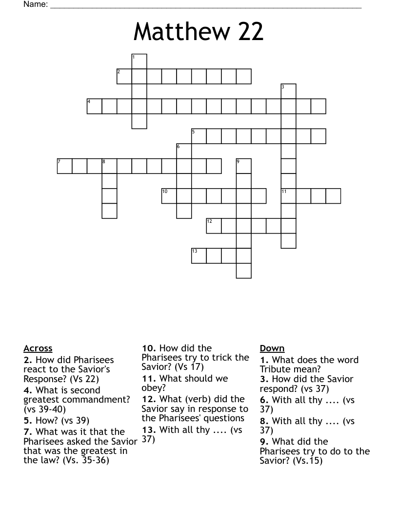 Matthew 22 Crossword