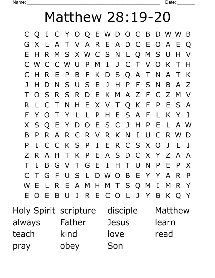 Matthew 28:19-20 Word Search