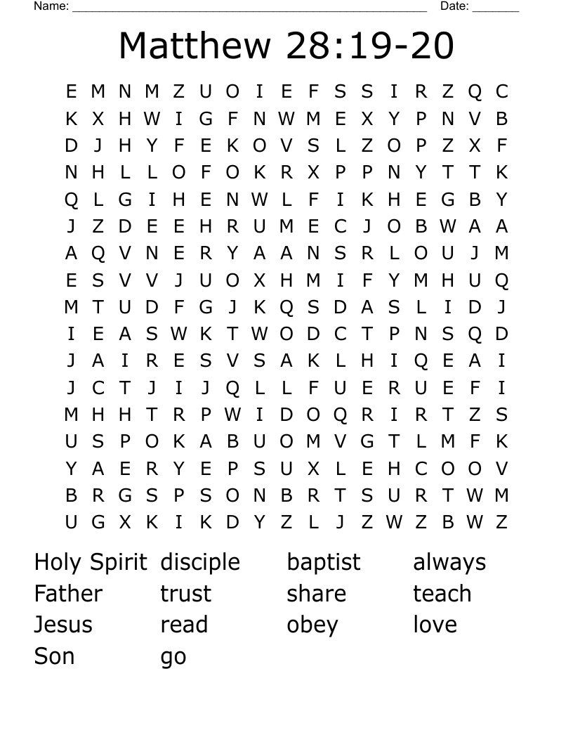 Matthew 28:19-20 Word Search