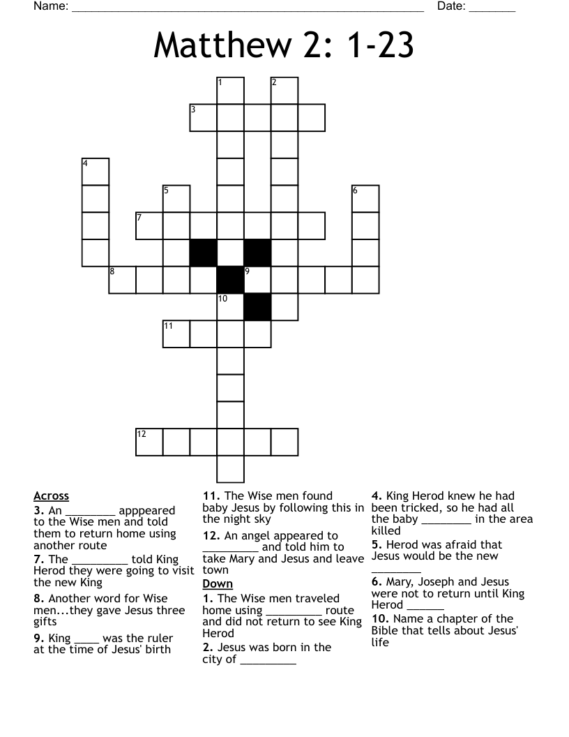 Matthew 2: 1-23 Crossword