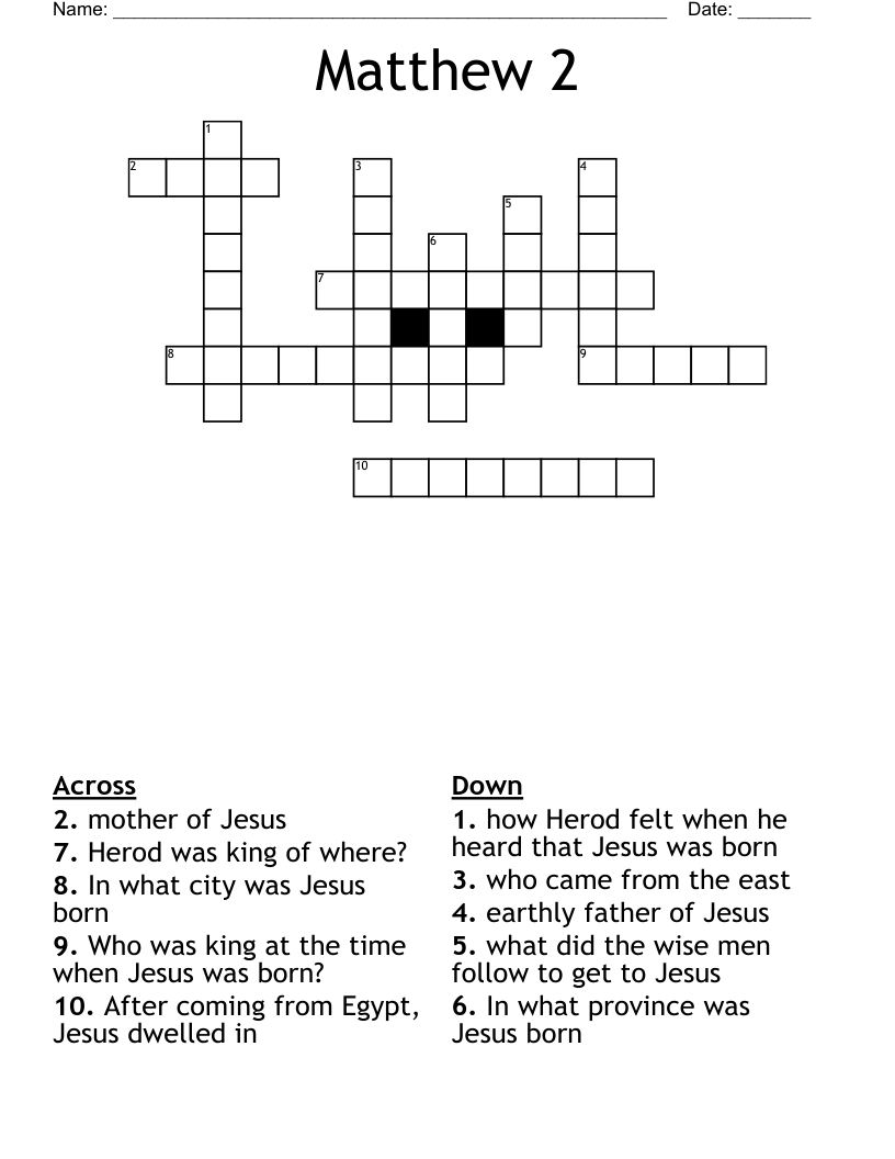 Matthew 2 Crossword